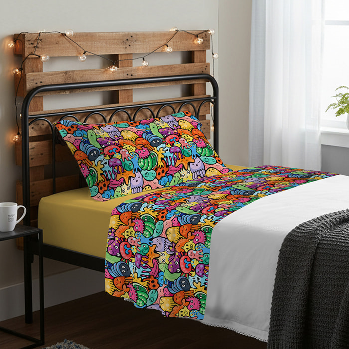 Completo letto monster 100% cotone