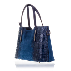 Fiesole Borsa tote Donna.Pelle autentica Camoscio Inciso Coccodrillo