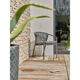TIGUA - Ensemble repas jardin 6 places en Céramique - Gris anthracite