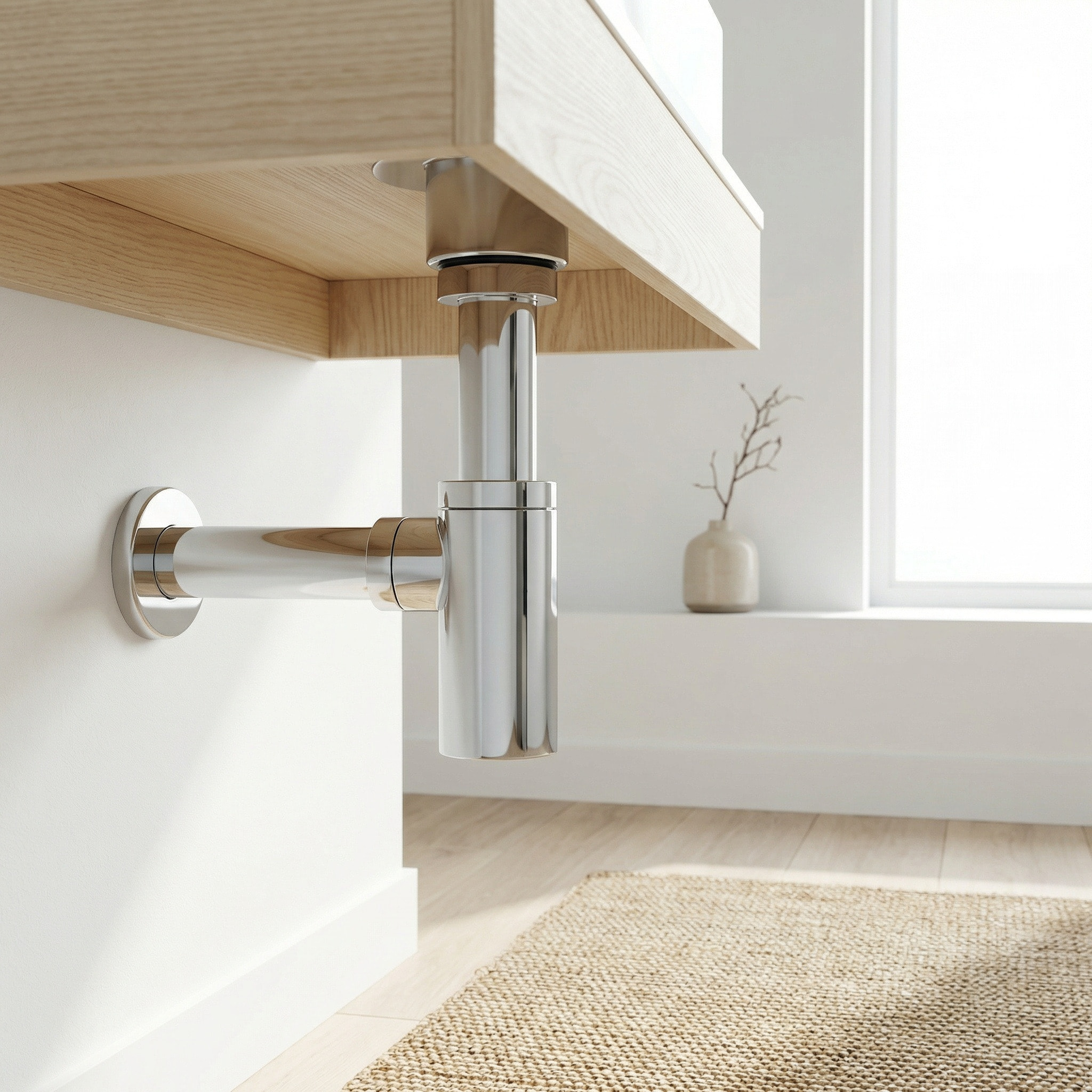 Siphon de lavabo universel design 100% métal chromé (A400)