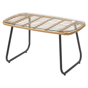 Salon de jardin TIGA en résine tressée 4 places - coussins crème