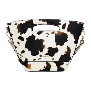 Bolso de mano efecto vaca con cremallera