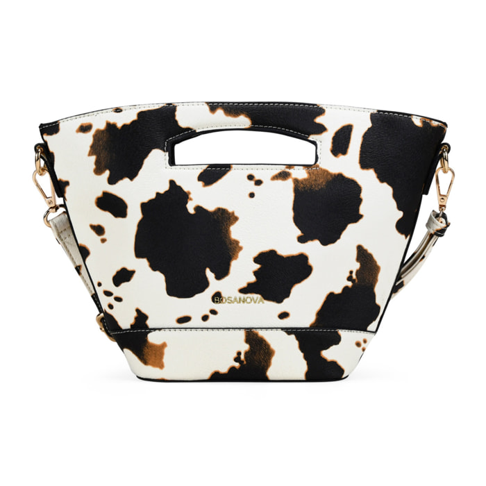 Bolso de mano efecto vaca con cremallera