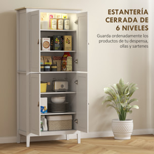 Alacena de Cocina Alta con Luz LED Sensor de Movimiento, Mueble Auxiliar de Cocina con Iluminación Regulable en 3 Colores, 4 Puertas y Estantes Ajustables, Blanco