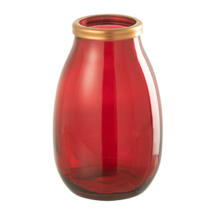 J-Line Vase Bord Or Verre Rouge S