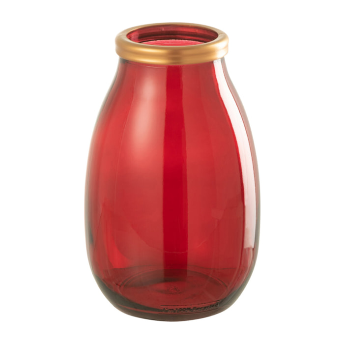 J-Line Vase Bord Or Verre Rouge S