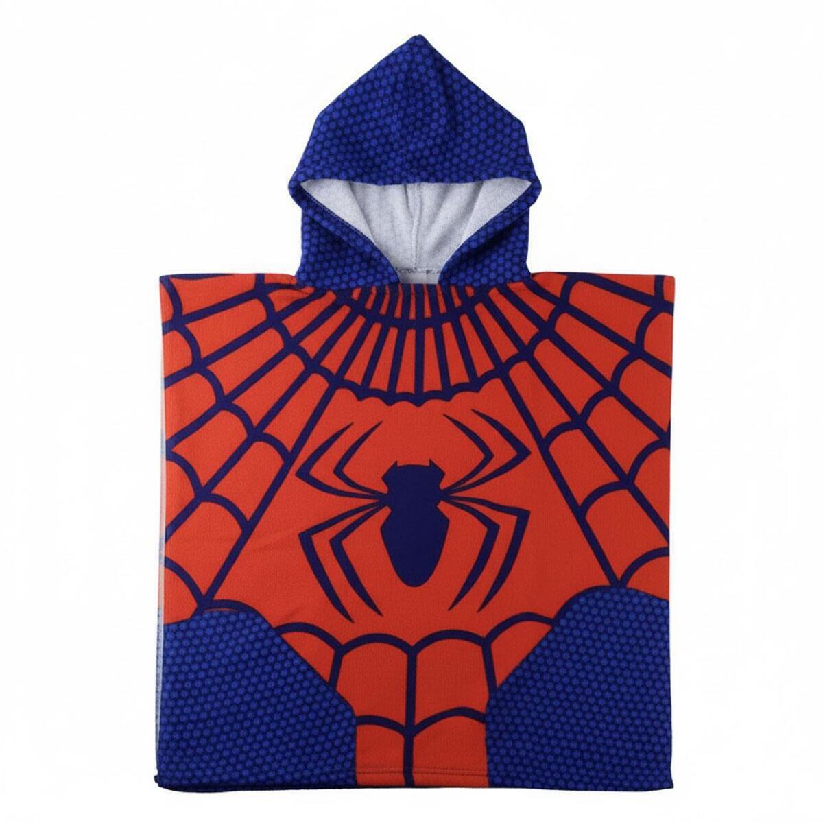 Poncho Microfibra de Spiderman - 55x54x1 cm - Color:Rojo