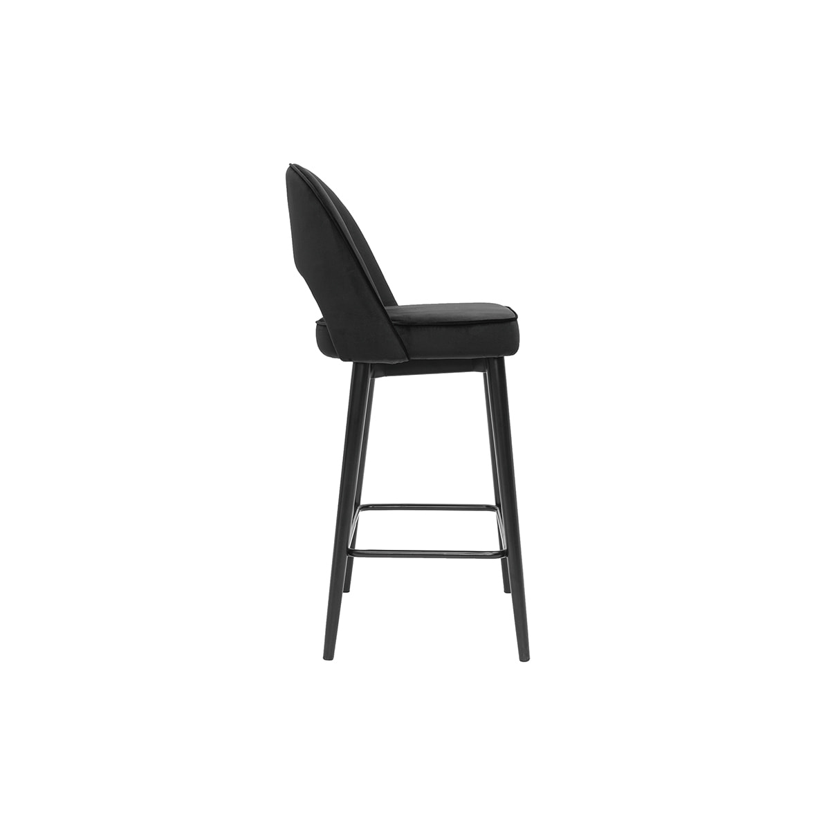 Tabouret de bar design en velours noir et métal H69 cm BELLEROSE