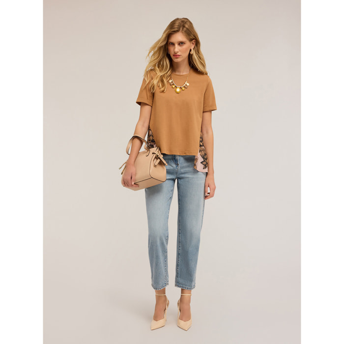 Motivi - T-shirt con inserto dietro - Beige