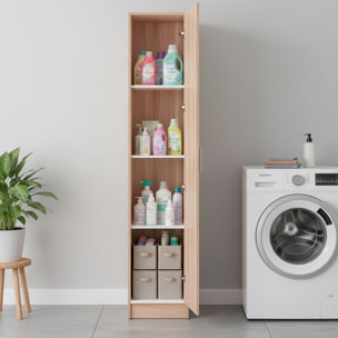 Armadio Con 1 Anta Armadietto Dispensa Mobile Multiuso Salvaspazio Con Ripiani Regolabili Anta Reversibile Cucina Ripostiglio 37 x 37 x 180 Cm Rovere