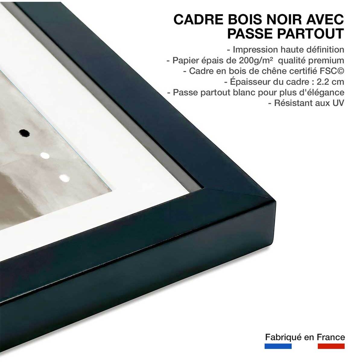 Affiche abstrait et soft line n°3 Affiche + cadre en bois - Noir