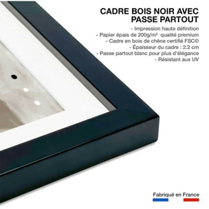 Affiche abstrait et soft line n°3 Affiche + cadre en bois - Noir