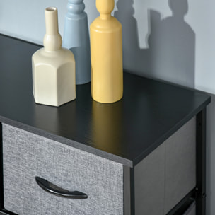 Meuble de rangement commode 9 tiroirs plateau acier MDF non tissé noir gris