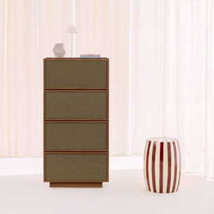 Chiffonnier décor bois et tissu 4 tiroirs KUBA