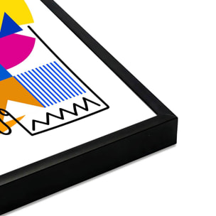 Affiche encadrée bambou et fleurs peinture Affiche + cadre en métal - Noir