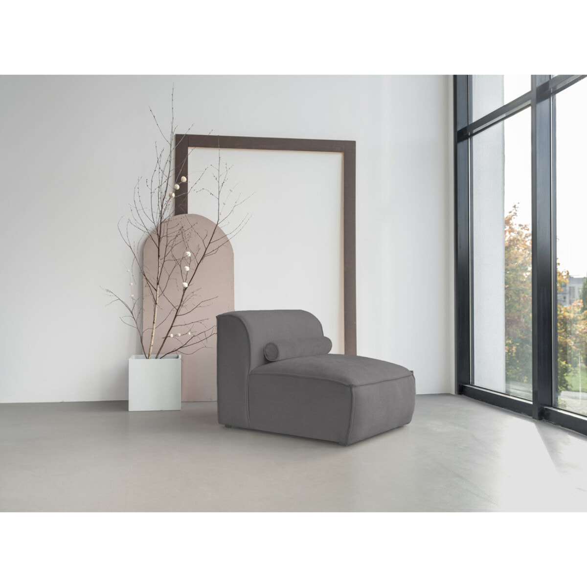 Felix - module d'assise en tissu texturé - Gris foncé