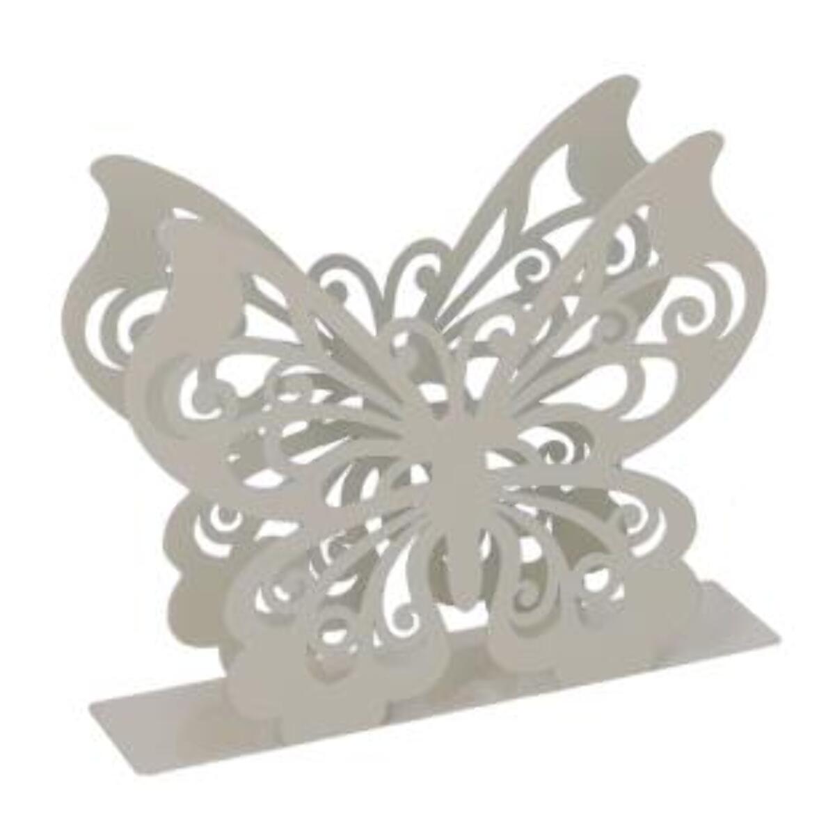 Portatovaglioli in metallo farfalla crema rettangolare cm14,5x4h12