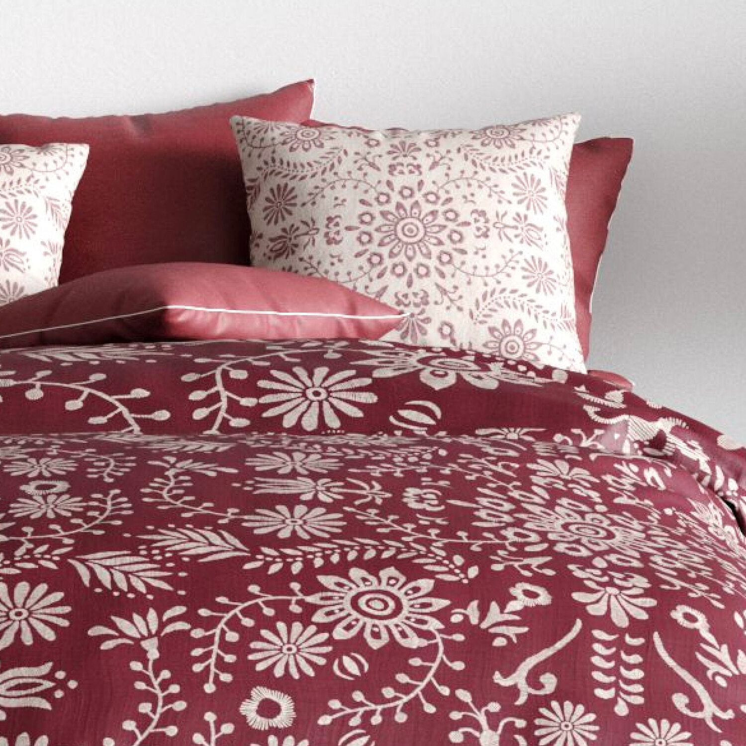 Parure housse de couette 3pcs avec taies oreiller 100% coton bio 57fils vishka