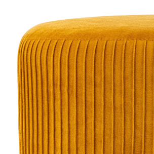 Tabouret "Solaro" velours plissé jaune moutarde