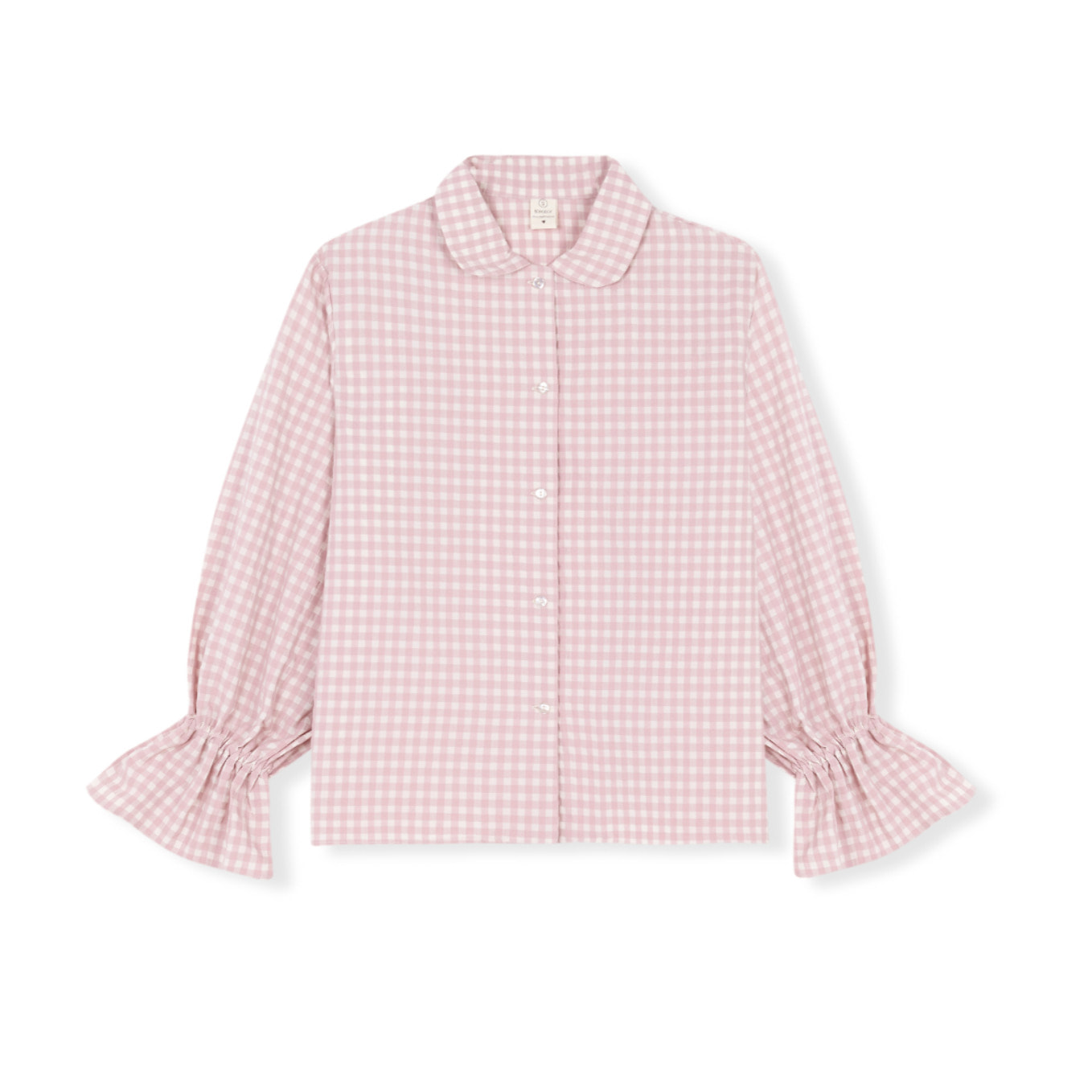 Camiseta de pijama de mujer abotonada de cuadros vichy