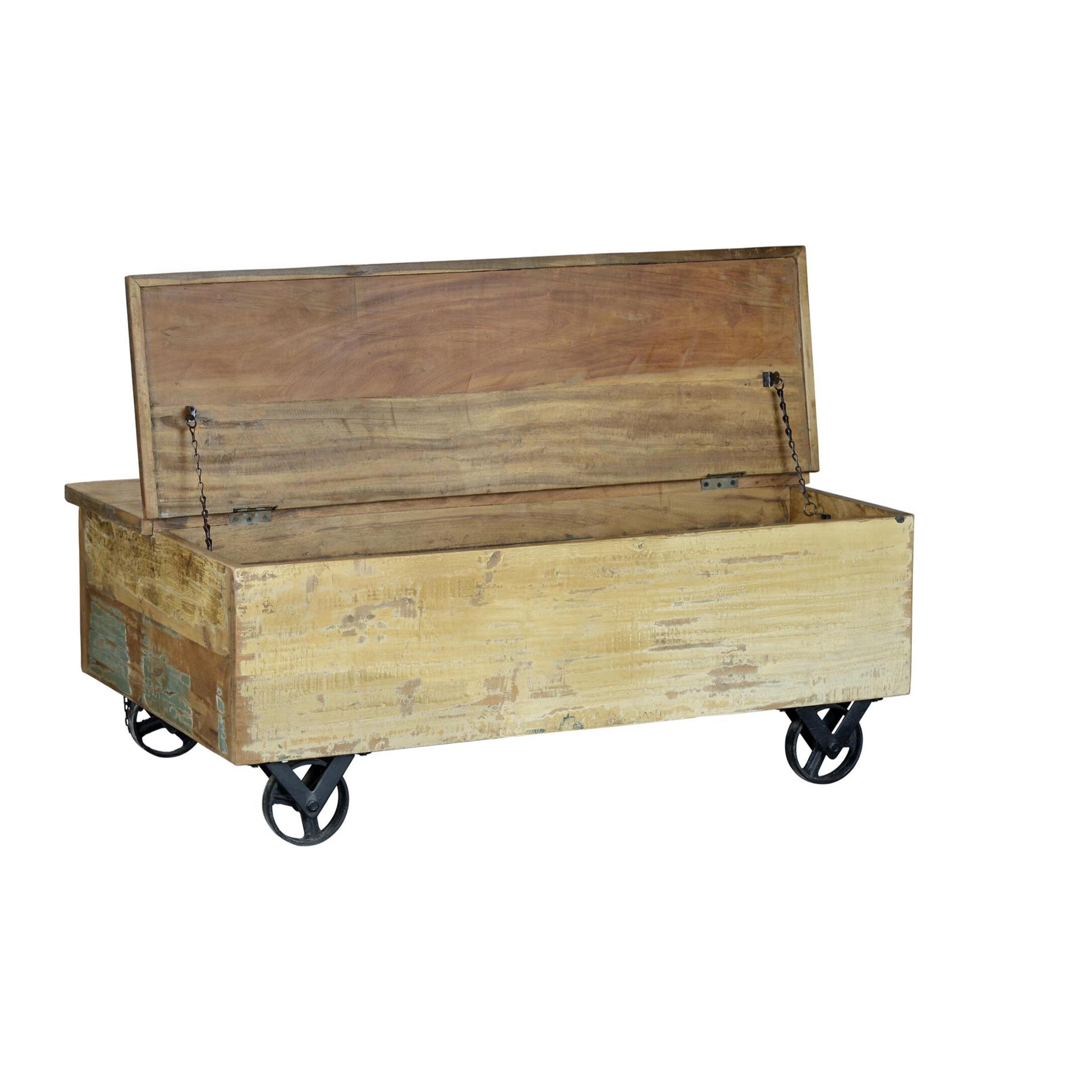 Mesa de centro - madera reciclada y hierro - 42x110x70cm