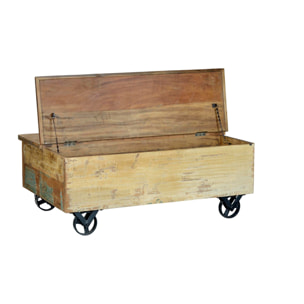 Mesa de centro - madera reciclada y hierro - 42x110x70cm