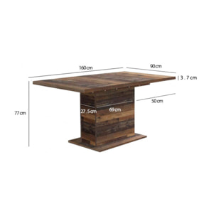 Table extensible en bois L160/200cm effet bois vieilli - FRED