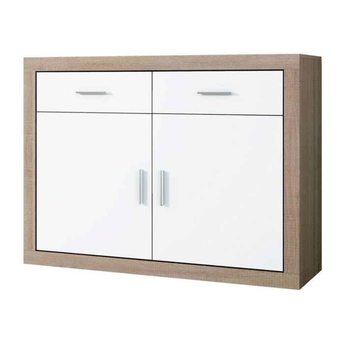 Aparador de 2 puertas y 2 cajones alta capacidad en cambria y blanco 120 cm Nuka Cambria - Blanco