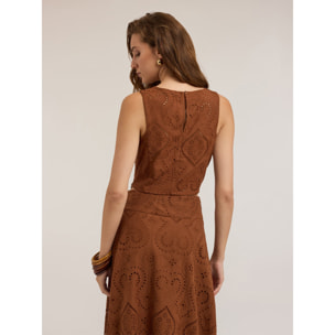 Motivi - Top in sangallo - Marrone