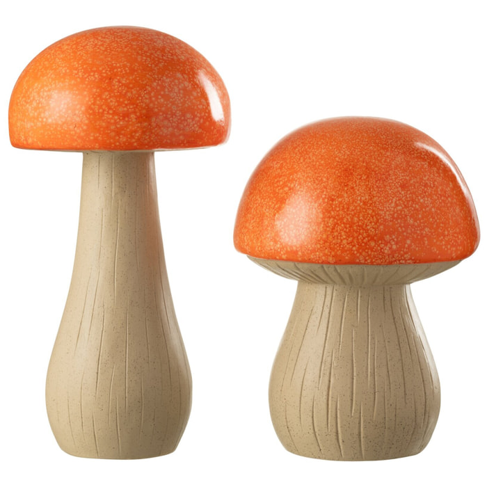 J-Line décoration Champignon Extérieur - polyrésine - orange - 2 pièces
