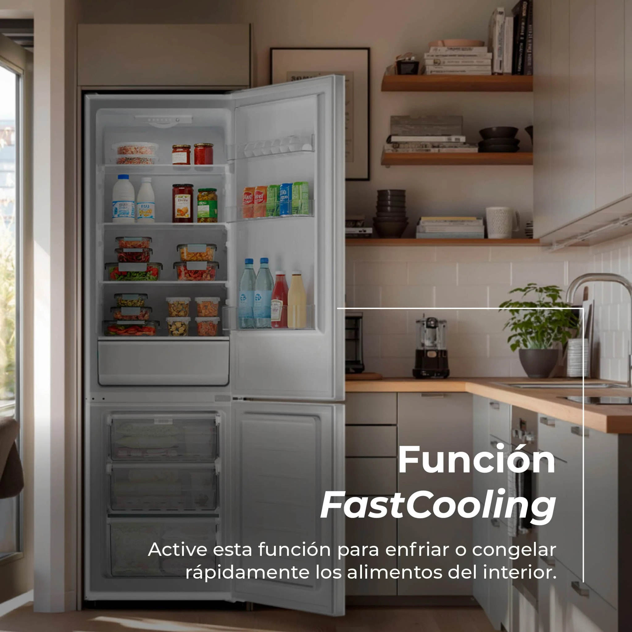 Frigorífico Combi EVVO F51, 187 l + 75 l, 176 cm, Blanco, Bajo consumo