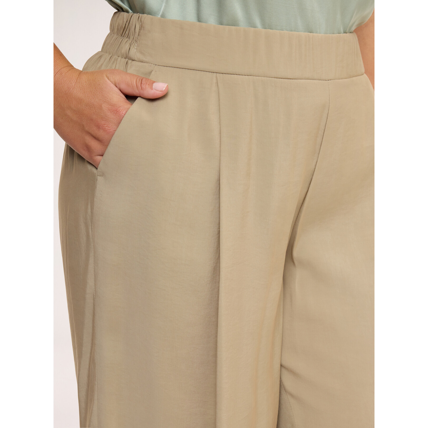 Fiorella Rubino - Pantaloni Wide Leg in misto modal - Beige