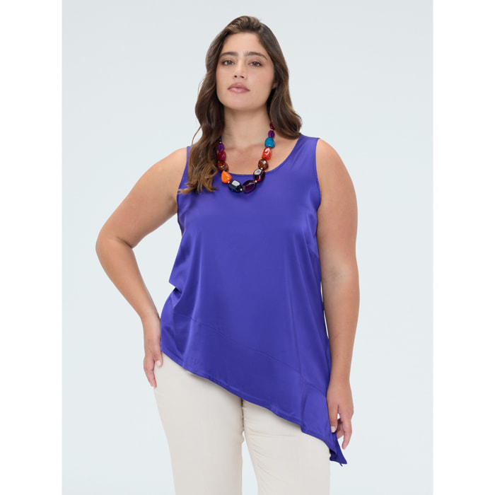 Fiorella Rubino - Top in raso con orlo asimmetrico - Viola