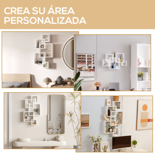 Estantería de Pared con 5 Cubos para Salón Dormitorio Entrada 49,5x10,2x86 cm