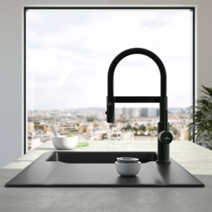 Robinet de cuisine avec douchette VILLEROY & BOCH Steel Expert Compact Noir mat