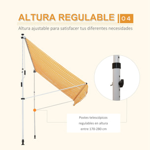 Toldo Portátil Balcón Plegable de Aluminio 3x1.5m Amarillo