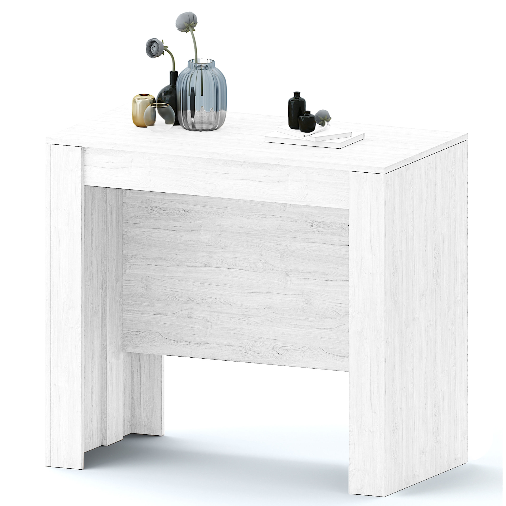 Tavolo Consolle Allungabile Oslo Plus Fino A 3 Metri Tavolo 14 Posti Salvaspazio Multiposizione Design Moderno Elegante 78x51x90 cm Bianco frassino