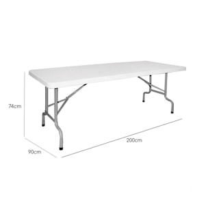 Well Home Mesa plegable en Polietileno de 200x90x74cm