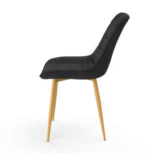Chaises Melinda en velours mix de couleurs (bleu, gris clair, gris foncé et jaune) et pieds dorés - lot de 4