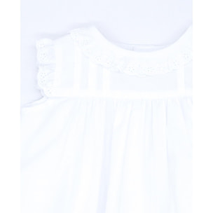 Vestido tira bordada popelín blanco