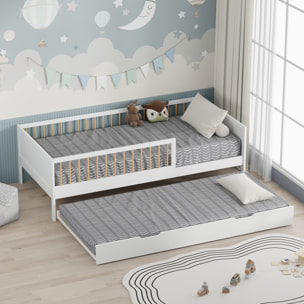 Lit gigogne pour enfant 190x90cm blanc ADAM