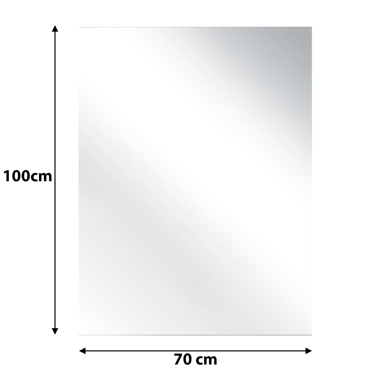 Specchio Rettangolare Filolucido Con Vetro Da 5 mm Bordi a 90&deg; Installazione Verticale e Orizzontale Reversibile Con Pellicola Antiesplosione e Ganci Inclusi Design Moderno Per Bagno Casa 70 X 100 Cm