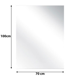 Specchio Rettangolare Filolucido Con Vetro Da 5 mm Bordi a 90&deg; Installazione Verticale e Orizzontale Reversibile Con Pellicola Antiesplosione e Ganci Inclusi Design Moderno Per Bagno Casa 70 X 100 Cm