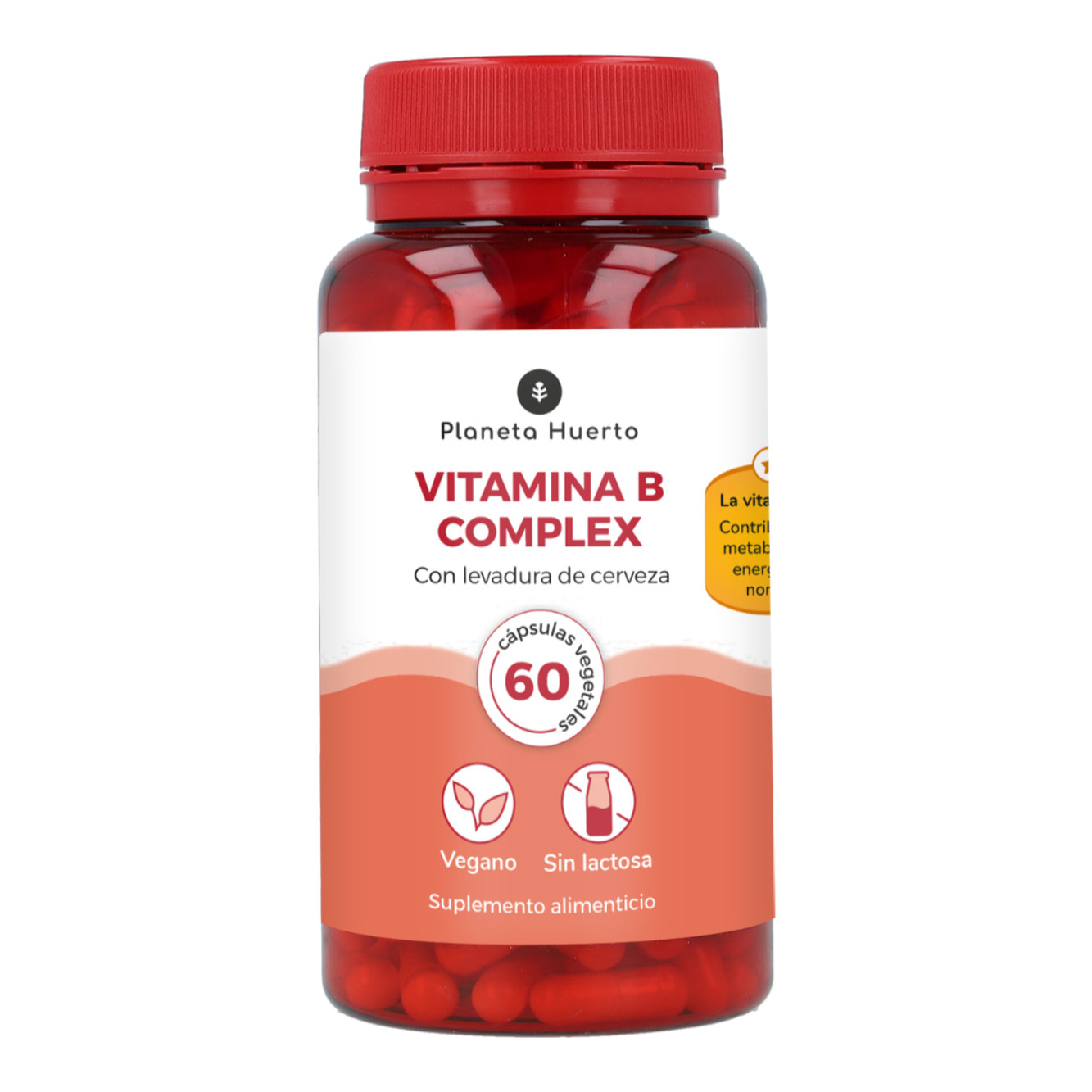 PLANETA HUERTO | Vitamina B Complex en Cápsulas - Complejo de Vitaminas del Grupo B - 60 Cápsulas |