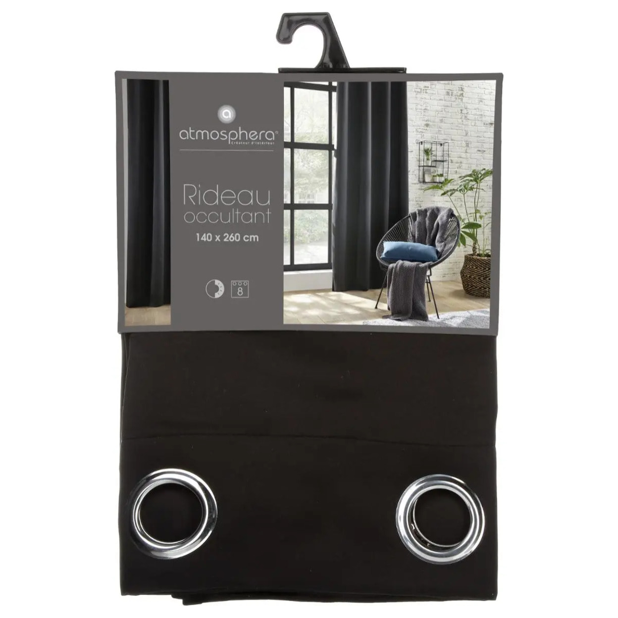 Rideau occultant noir 140x260cm