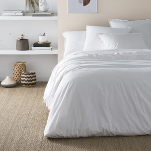 Housse de couette unie en coton lavé, Made in France, SOFT LINE , Blanc