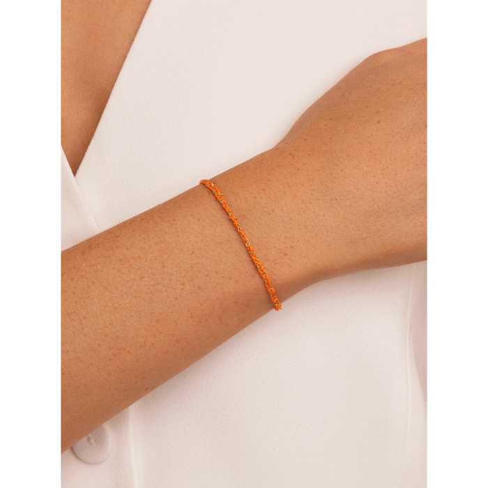 Pulsera Yarn Orange Plata Baño Oro