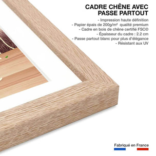 Affiche enfant jeune paresseux et spaghetti  Affiche + cadre en bois - Chêne