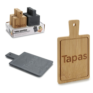 2 pz tavoli quadrati in bambù e ardesia.