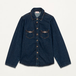 Oltre - Camicia in denim con fibbie metalliche - Blu